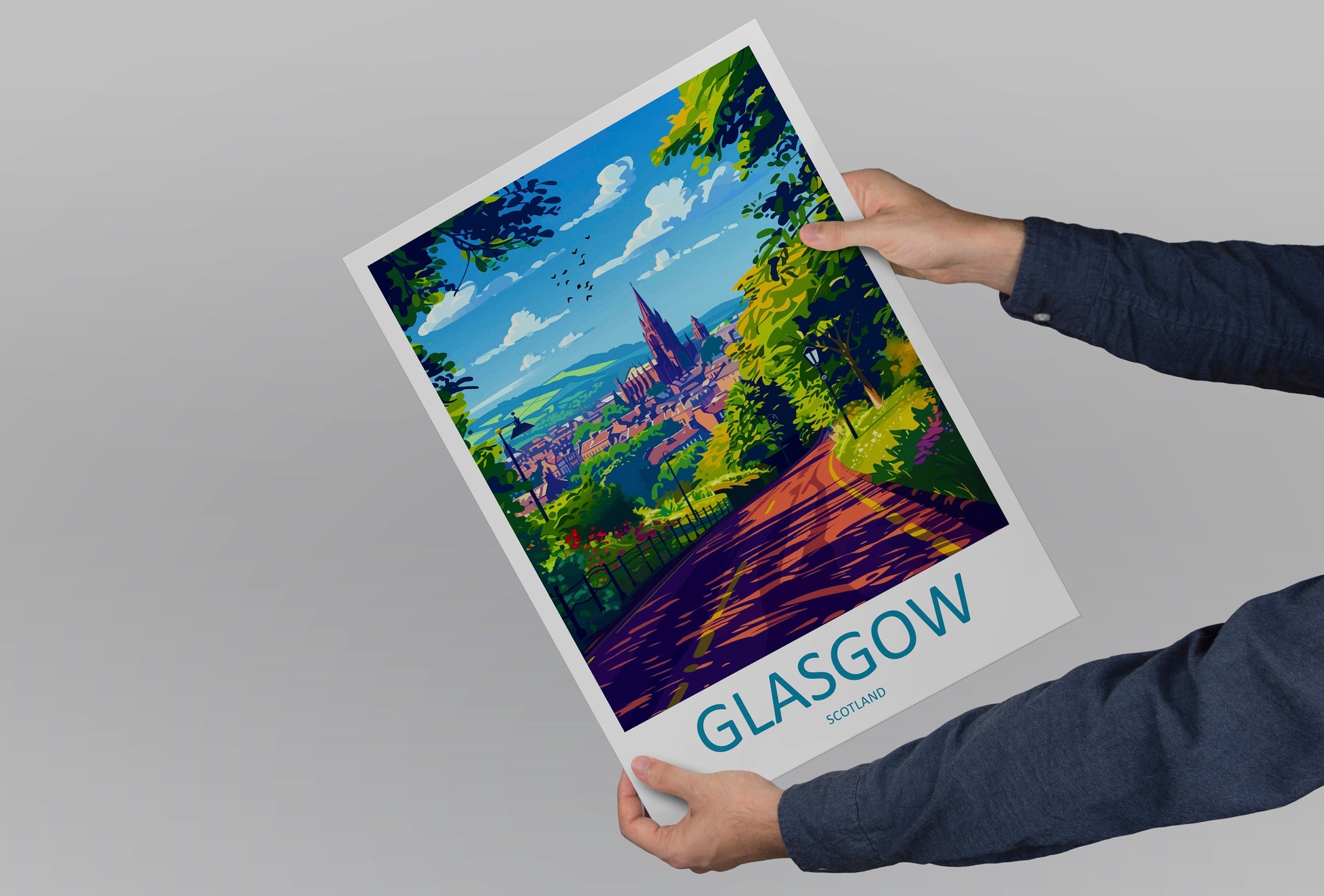 Glasgow Travel Print Wall Art Glasgow Wall Hanging Home Décor Glasgow Gift Art Lovers Scotland Art Lover Gift Glasgow Travel Artwork