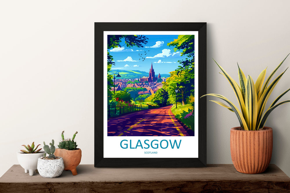 Glasgow Travel Print Wall Art Glasgow Wall Hanging Home Décor Glasgow Gift Art Lovers Scotland Art Lover Gift Glasgow Travel Artwork