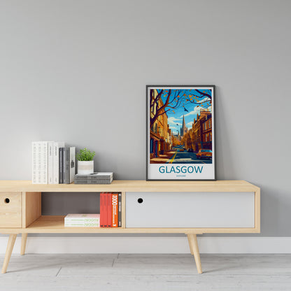 Glasgow Travel Print Wall Art Glasgow Wall Hanging Home Décor Glasgow Gift Art Lovers Scotland Art Lover Gift Glasgow Travel Artwork