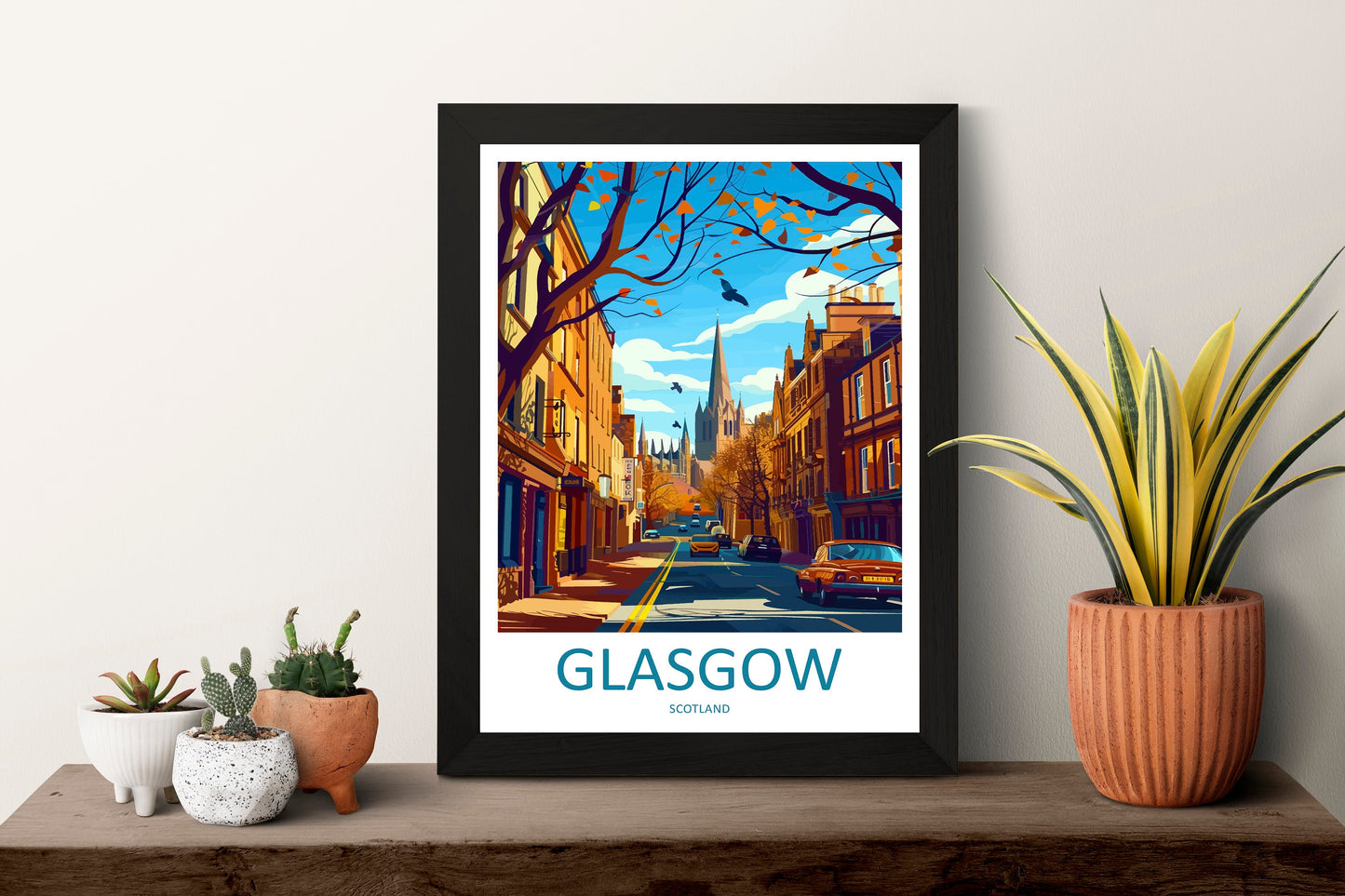 Glasgow Travel Print Wall Art Glasgow Wall Hanging Home Décor Glasgow Gift Art Lovers Scotland Art Lover Gift Glasgow Travel Artwork