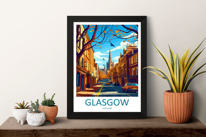 Glasgow Travel Print Wall Art Glasgow Wall Hanging Home Décor Glasgow Gift Art Lovers Scotland Art Lover Gift Glasgow Travel Artwork