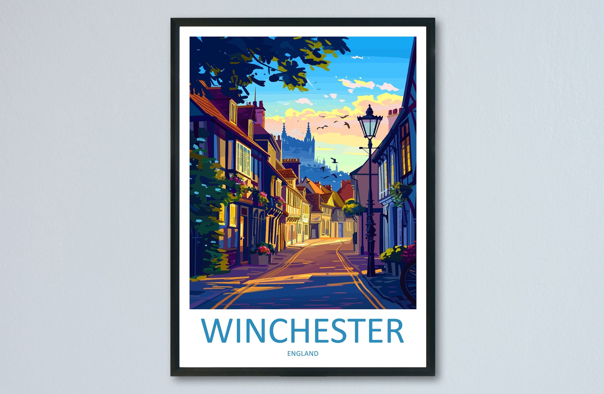 Winchester Travel Print Wall Art Winchester Wall Hanging Home Décor Winchester Gift Art Lovers England Art Lover Gift Winchester Travel