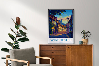 Winchester Travel Print Wall Art Winchester Wall Hanging Home Décor Winchester Gift Art Lovers England Art Lover Gift Winchester Travel