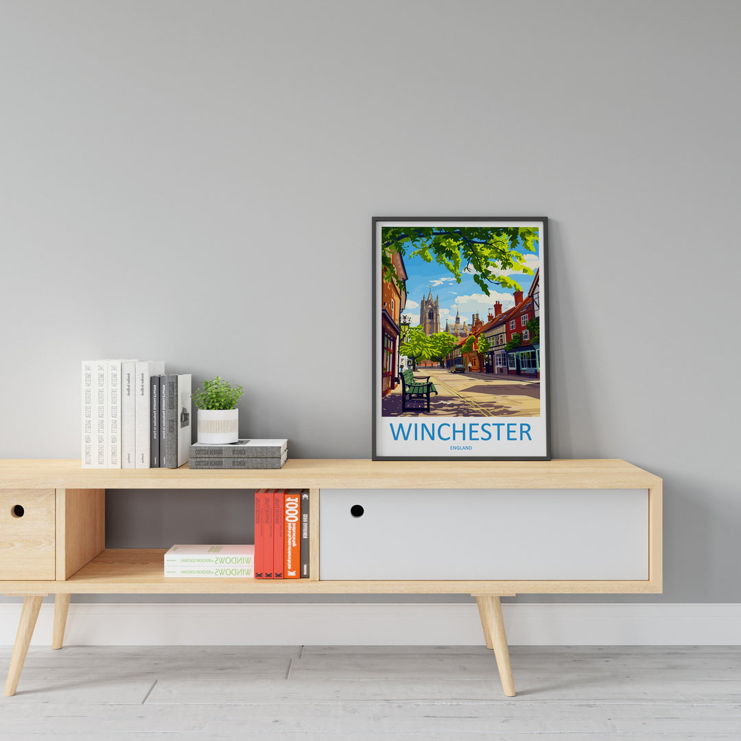 Winchester Travel Print Wall Art Winchester Wall Hanging Home Décor Winchester Gift Art Lovers England Art Lover Gift Winchester Travel