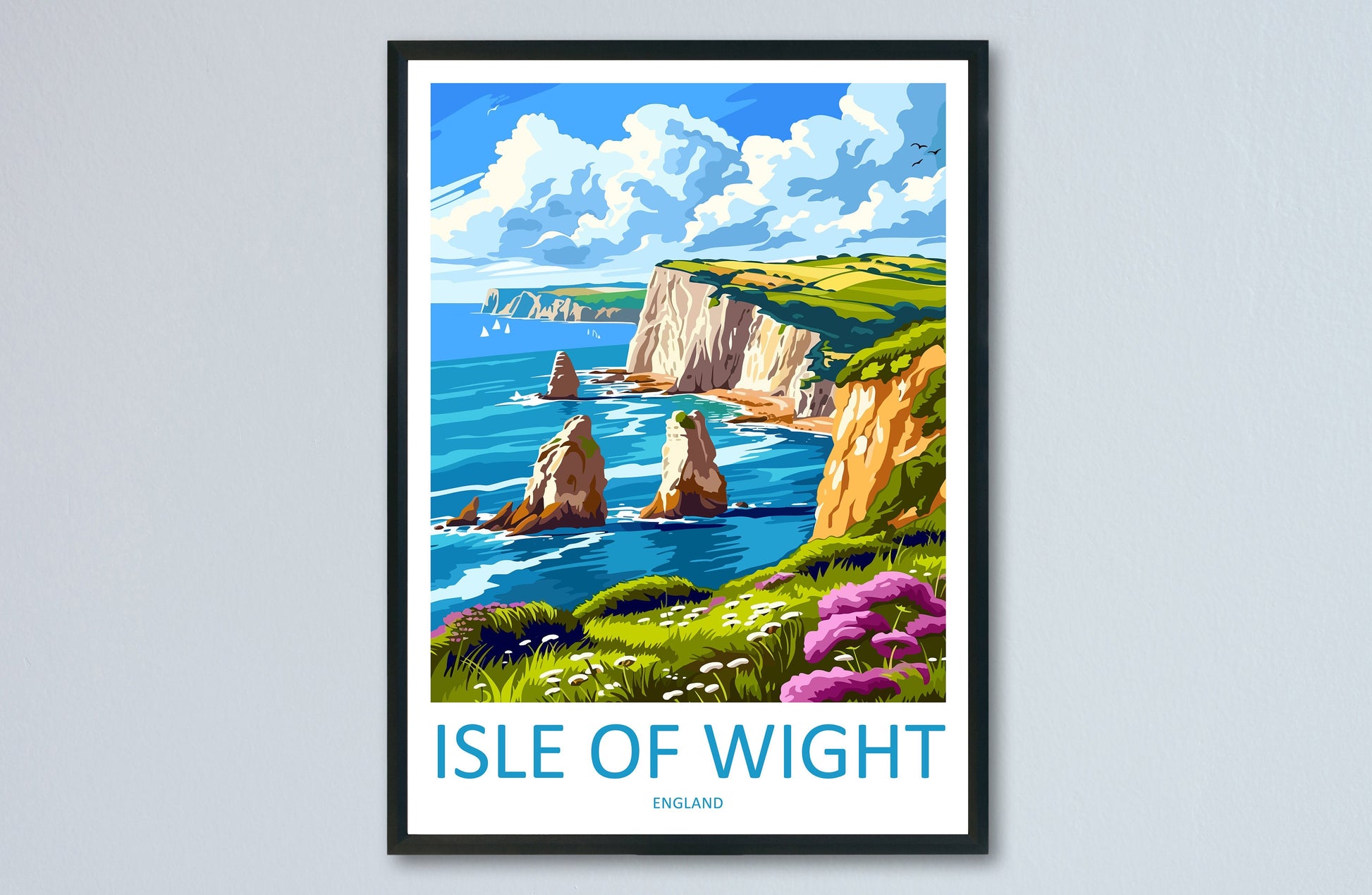 Isle Of Wight Travel Print Wall Art Isle Of Wight Wall Hanging Home Decor Isle Of Wight Gift Art Lovers Wall Art AONB Print
