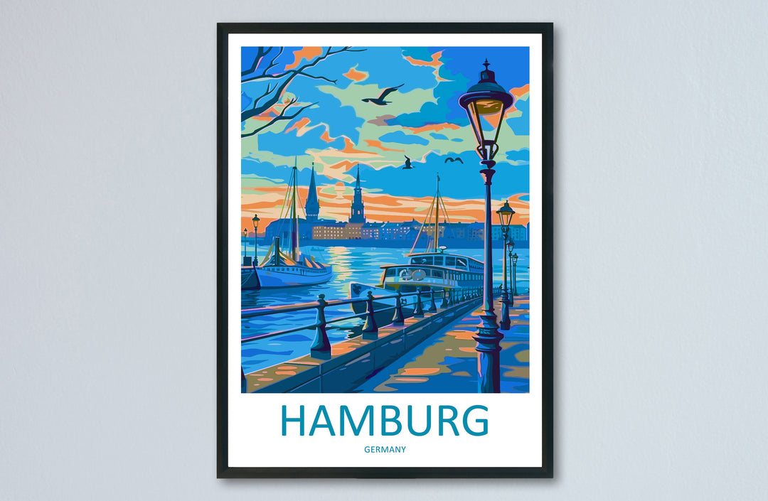Hamburg Travel Print Wall Art Hamburg Wall Hanging Home Décor Hamburg Gift Art Lovers Germany Art Lover Gift Hamburg Wall Décor Print Gift