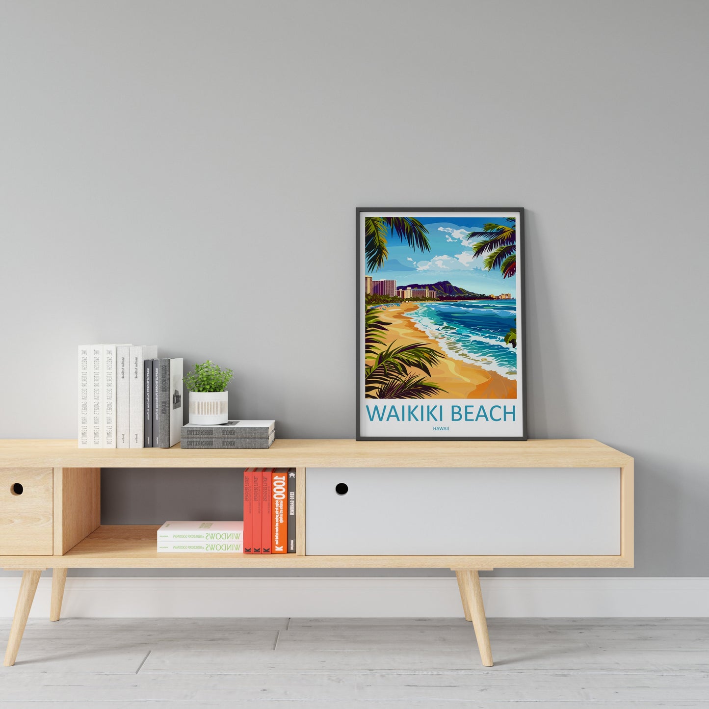 Waikiki Beach Travel Print Wall Art Waikiki Beach Wall Hanging Home Décor Waikiki Beach Gift Art Lovers Hawaii Art Lover Gift Print Artwork
