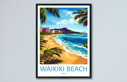Waikiki Beach Travel Print Wall Art Waikiki Beach Wall Hanging Home Décor Waikiki Beach Gift Art Lovers Hawaii Art Lover Gift Print Artwork