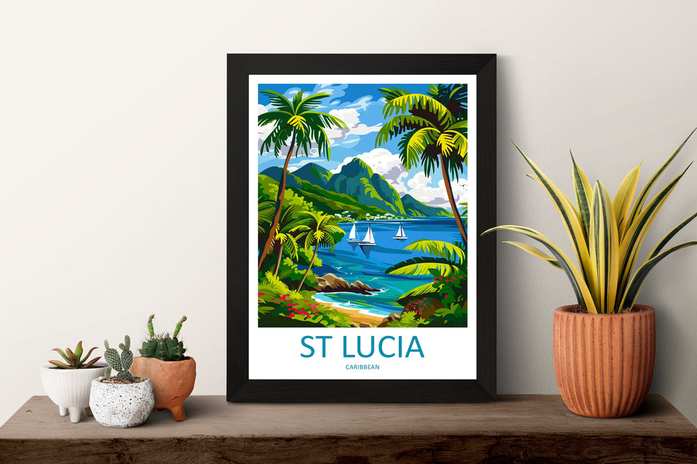 Saint Lucia Travel Print Wall Art Saint Lucia Wall Hanging Home Décor Saint Lucia Gift Art Lovers Wall Art Caribbean Travel Print Poster