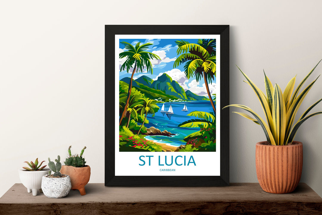 Saint Lucia Travel Print Wall Art Saint Lucia Wall Hanging Home Décor Saint Lucia Gift Art Lovers Wall Art Caribbean Travel Print Poster