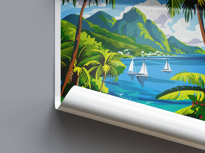 Saint Lucia Travel Print Wall Art Saint Lucia Wall Hanging Home Décor Saint Lucia Gift Art Lovers Wall Art Caribbean Travel Print Poster