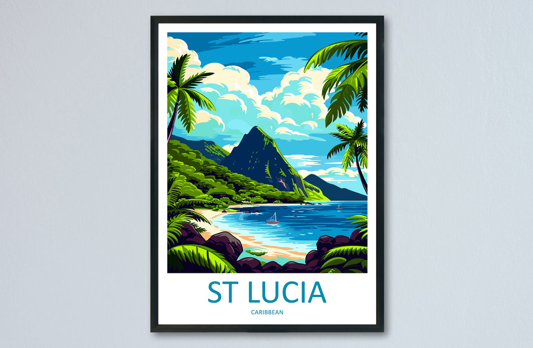 Saint Lucia Travel Print Wall Art Saint Lucia Wall Hanging Home Décor Saint Lucia Gift Art Lovers Wall Art Caribbean Travel Print Poster
