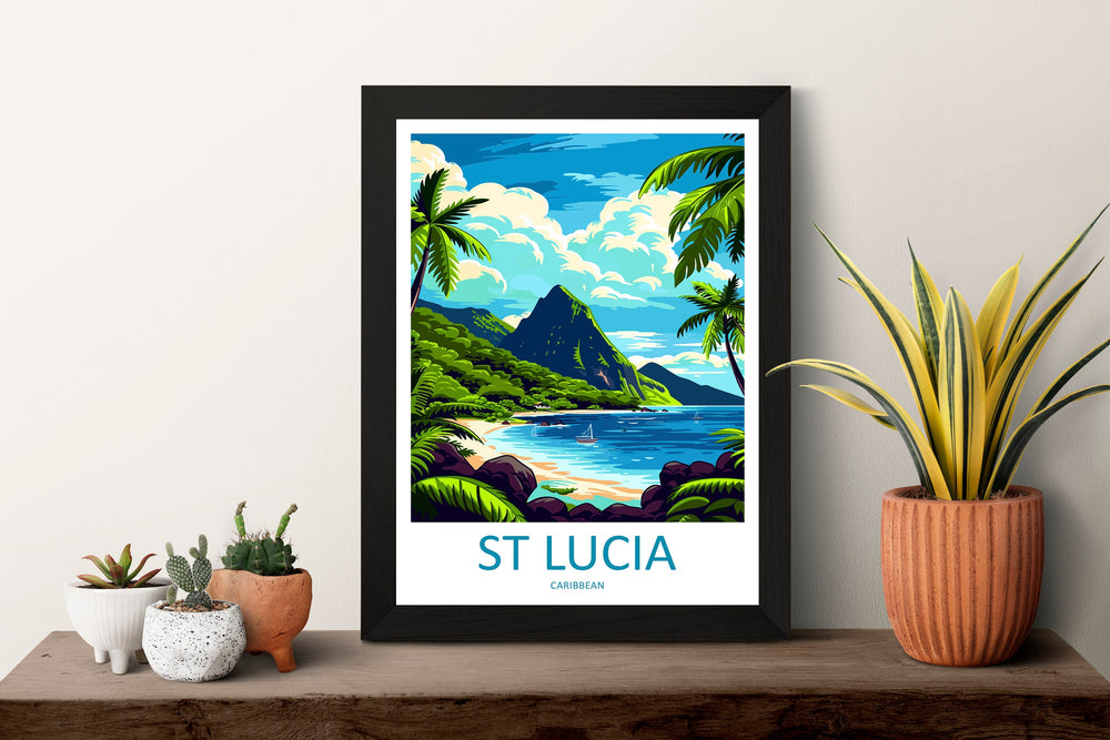 Saint Lucia Travel Print Wall Art Saint Lucia Wall Hanging Home Décor Saint Lucia Gift Art Lovers Wall Art Caribbean Travel Print Poster