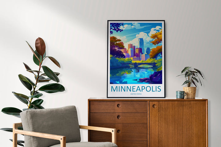 Minneapolis Travel Print Wall Art Minneapolis Wall Hanging Home Décor Minneapolis Gift Art Lovers United States Art Gift Lover Print
