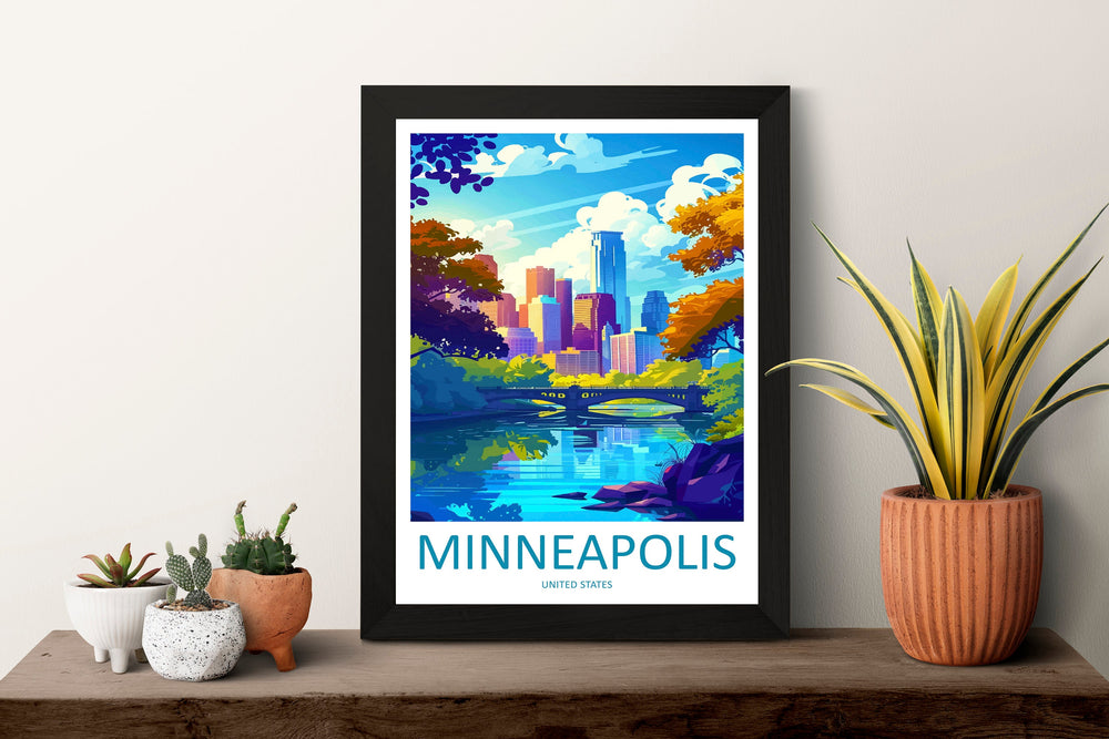 Minneapolis Travel Print Wall Art Minneapolis Wall Hanging Home Décor Minneapolis Gift Art Lovers United States Art Gift Lover Print