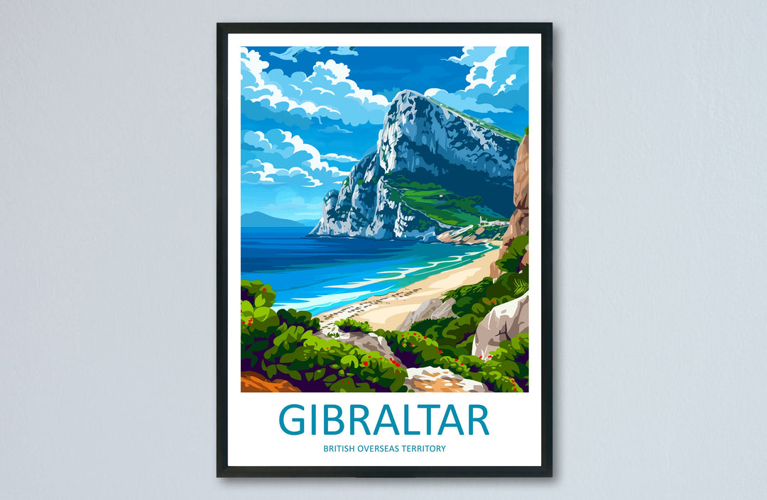 Gibraltar Travel Print Gibraltar Home Décor Overseas territory Art Print British Overseas Territory Gibraltar Wall Print Gift