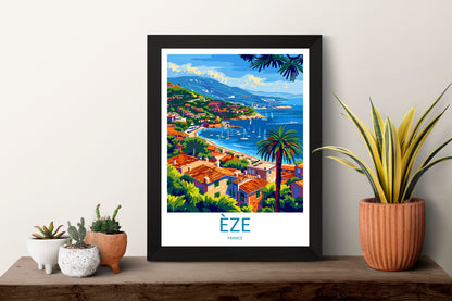 Eze Travel Print Wall Art Eze Wall Hanging Home Décor Eze Gift Art Lovers France Art Lover Gift Eze Print France Artwork Eze Coastal Artwork