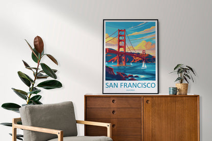San Francisco Golden Gate Travel Print Wall Art San Francisco Wall Hanging Home Décor San Francisco Gift Art Lovers California Art Lover