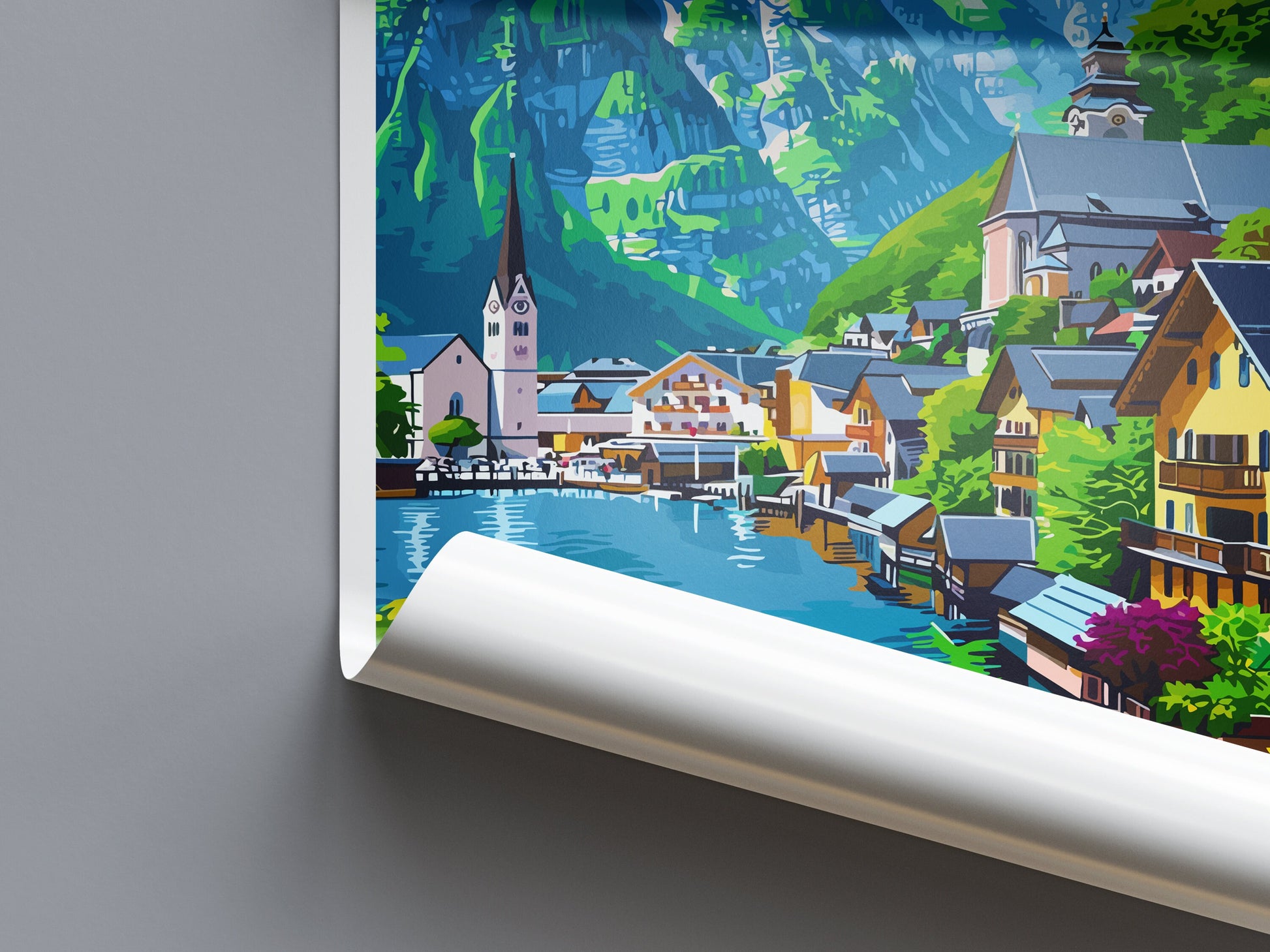Hallstatt Lake Print Hallstatt Home Decor Art Print Austria Wall Art Alpine Mountain Gift Wall Hanging Hallstatt Scenery Poster Austria Art