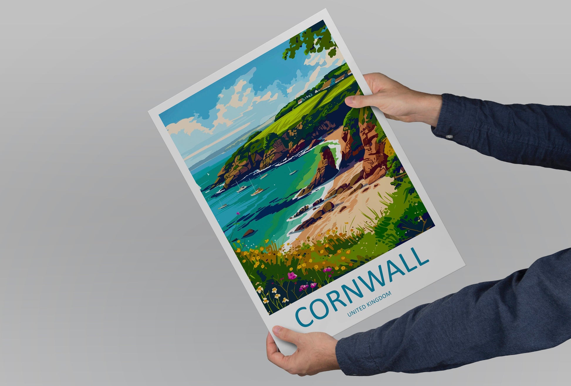 Cornwall Travel Print Wall Art Cornwall Wall Hanging Home Decoration Cornwall Gift Art Lovers Wall Art Print Art Cornwall Print Cornwall Art