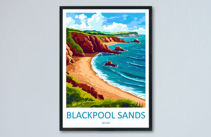 Blackpool Sands Travel Print Wall Art Blackpool Sands Wall Hanging Home Decor Blackpool Sands Gift Art Lovers Wall Art Devon Travel Art