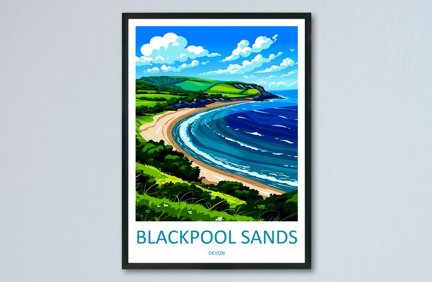 Blackpool Sands Travel Print Wall Art Blackpool Sands Wall Hanging Home Decor Blackpool Sands Gift Art Lovers Wall Art Devon Travel Art
