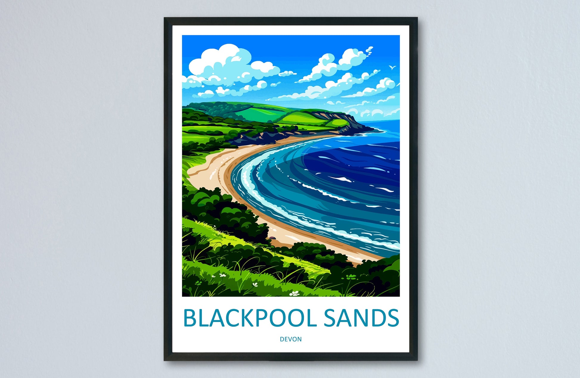 Blackpool Sands Travel Print Wall Art Blackpool Sands Wall Hanging Home Decor Blackpool Sands Gift Art Lovers Wall Art Devon Travel Art