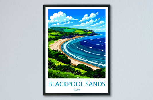 Blackpool Sands Travel Print Wall Art Blackpool Sands Wall Hanging Home Decor Blackpool Sands Gift Art Lovers Wall Art Devon Travel Art