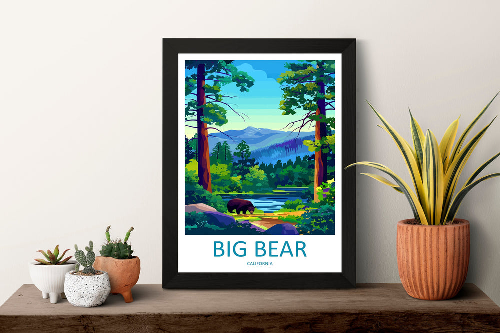 Big Bear Lake Travel Print Wall Art Big Bear Lake Wall Hanging Home Décor Big Bear Lake Gift Art Lovers California Art Lover Gift Lake Art