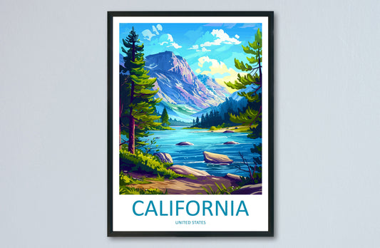 California Travel Print Wall Art California Wall Hanging Home Décor California Gift Art Lovers California Art Lover Gift Lake Art