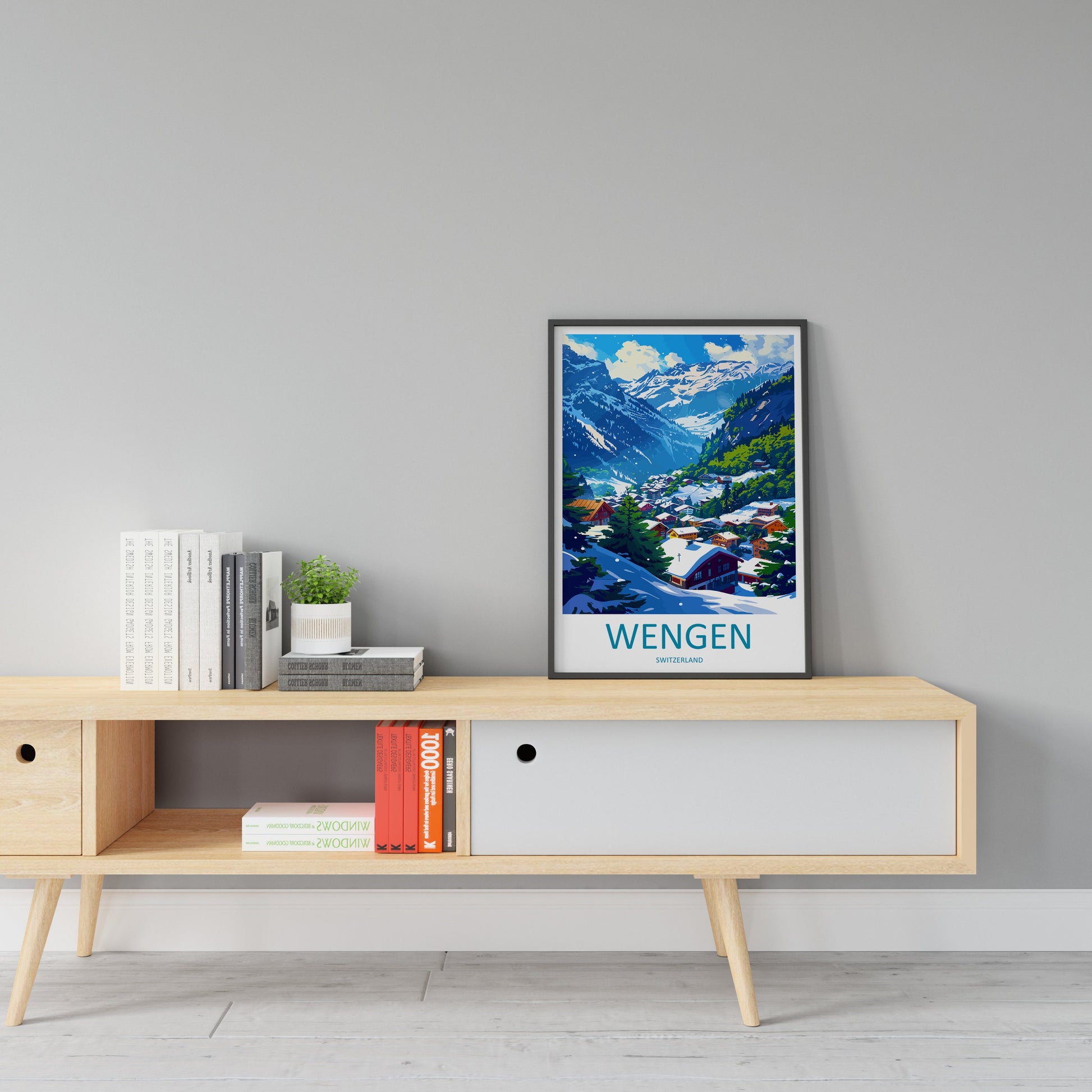 Wengen Travel Print Wall Art Wengen Wall Hanging Home Décor Wengen Gift Art Lovers Switzerland Art Lover Gift Wengen Travel Art