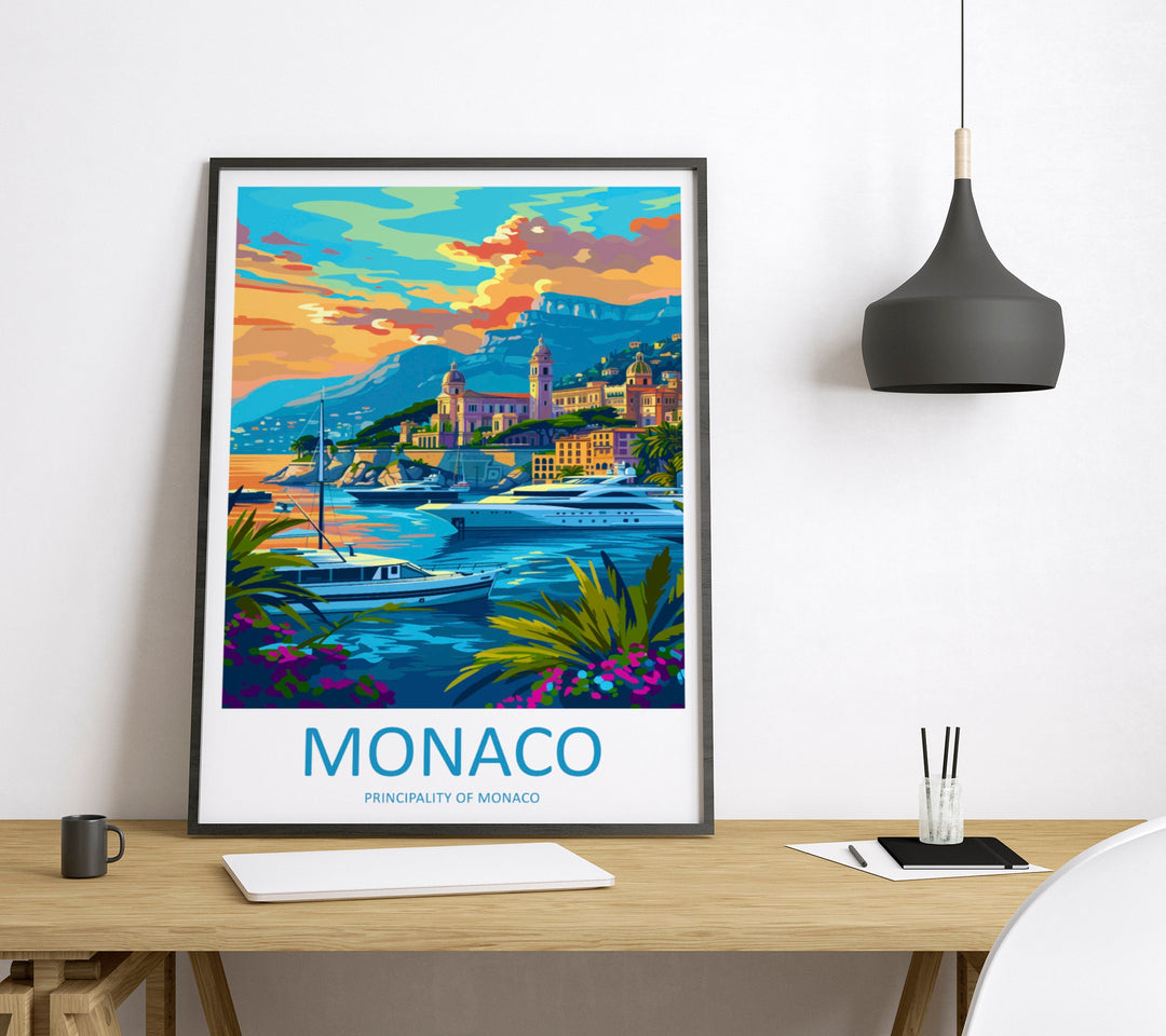 Monaco Travel Print Wall Art Monaco Wall Hanging Home Décor Monaco Gift Art Lovers Monaco Art Lover Gift Monaco Travel Art Wall Gift