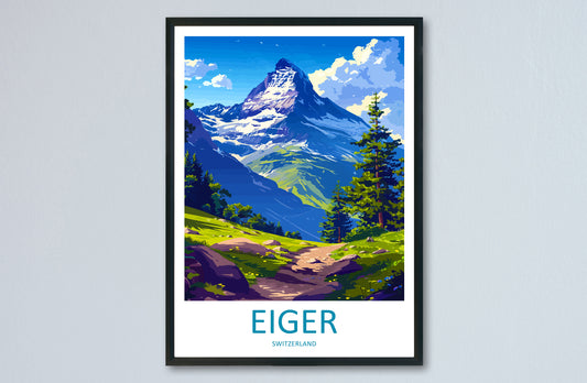 Eiger Travel Print Wall Art Eiger Wall Hanging Home Décor Eiger Gift Art Lovers Switzerland Art Lover Gift Eiger Travel Art