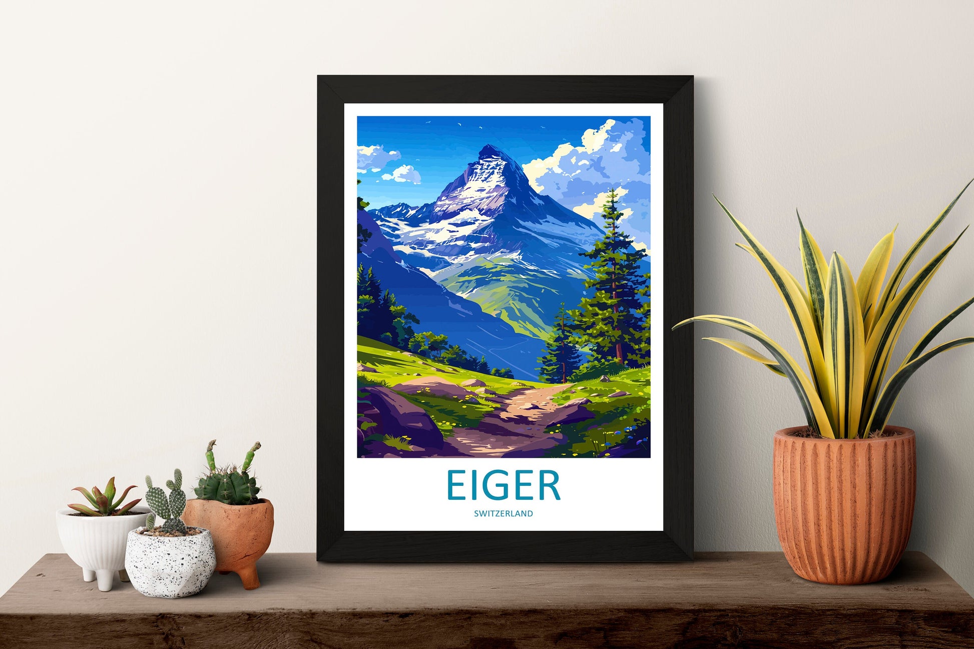 Eiger Travel Print Wall Art Eiger Wall Hanging Home Décor Eiger Gift Art Lovers Switzerland Art Lover Gift Eiger Travel Art