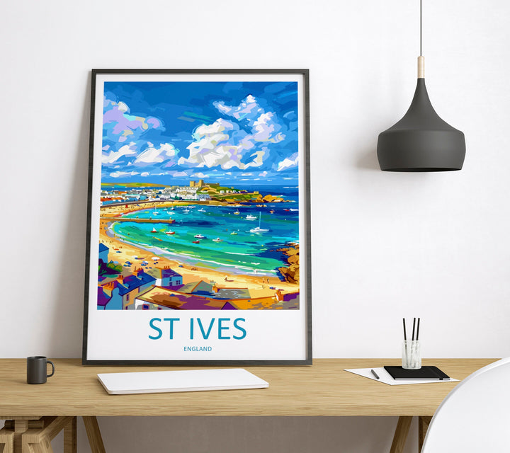 St Ives Travel Print Wall Art St Ives Wall Hanging Home Décor St Ives Gift Art Lovers Cornwall Art Lover Gift