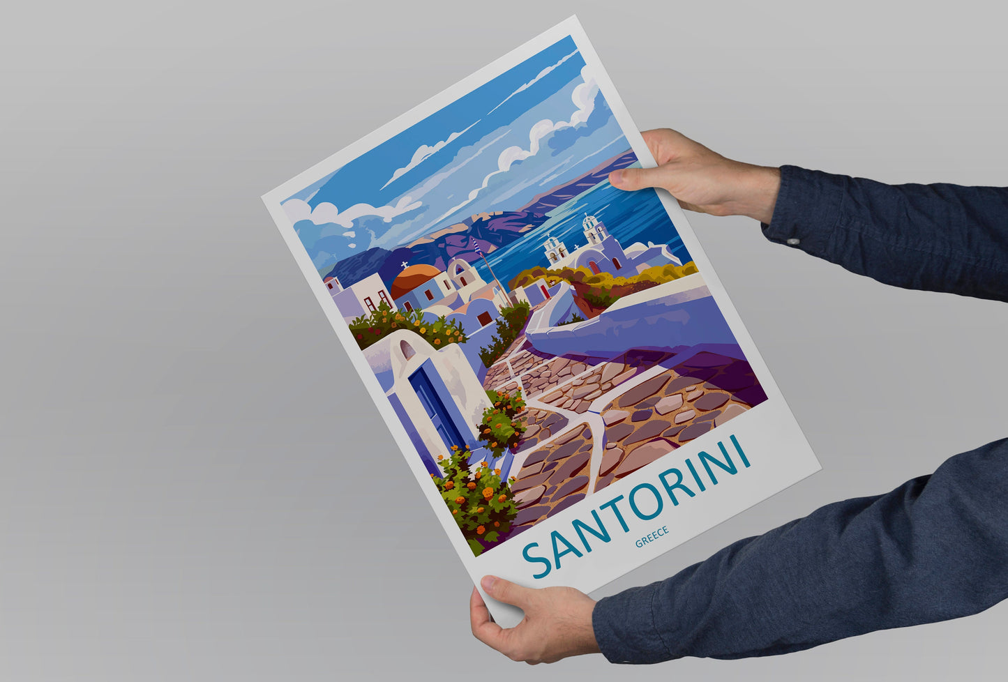Santorini Travel Print Wall Art Santorini Greece Wall Hanging Home Decoration Santorini Gift Art Lovers Wall Art Print Santorini Greek Print