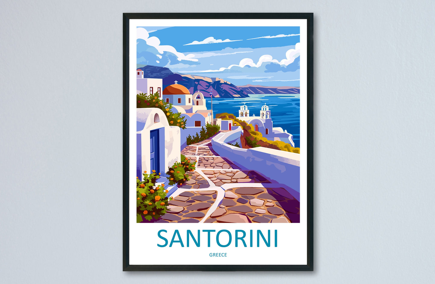 Santorini Travel Print Wall Art Santorini Greece Wall Hanging Home Decoration Santorini Gift Art Lovers Wall Art Print Santorini Greek Print