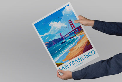 San Francisco Golden Gate Travel Print Wall Art San Francisco Wall Hanging Home Décor San Francisco Gift Art Lovers California Art Lover
