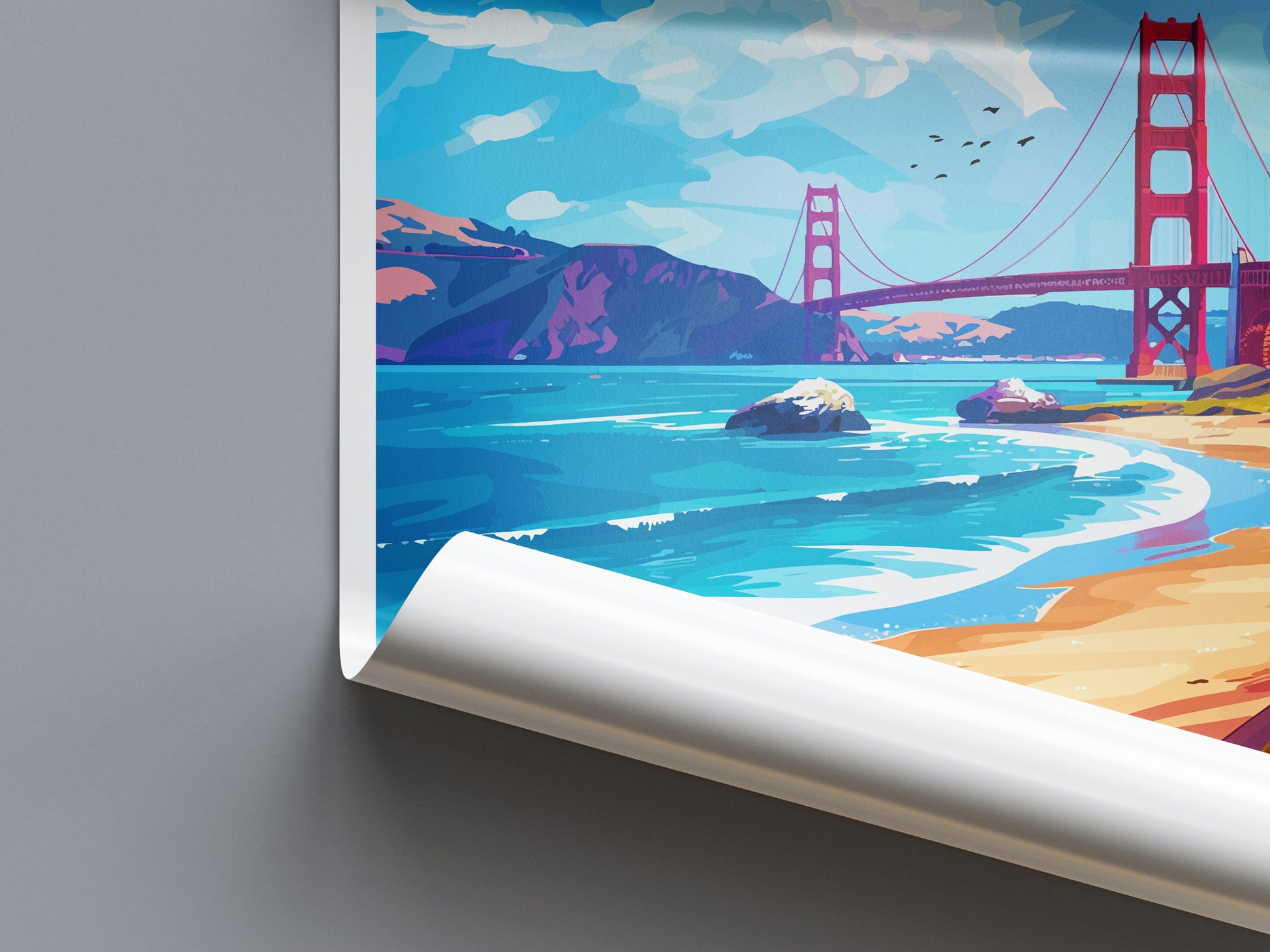 San Francisco Golden Gate Travel Print Wall Art San Francisco Wall Hanging Home Décor San Francisco Gift Art Lovers California Art Lover