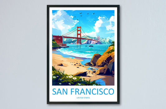 San Francisco Golden Gate Travel Print Wall Art San Francisco Wall Hanging Home Décor San Francisco Gift Art Lovers California Art Lover