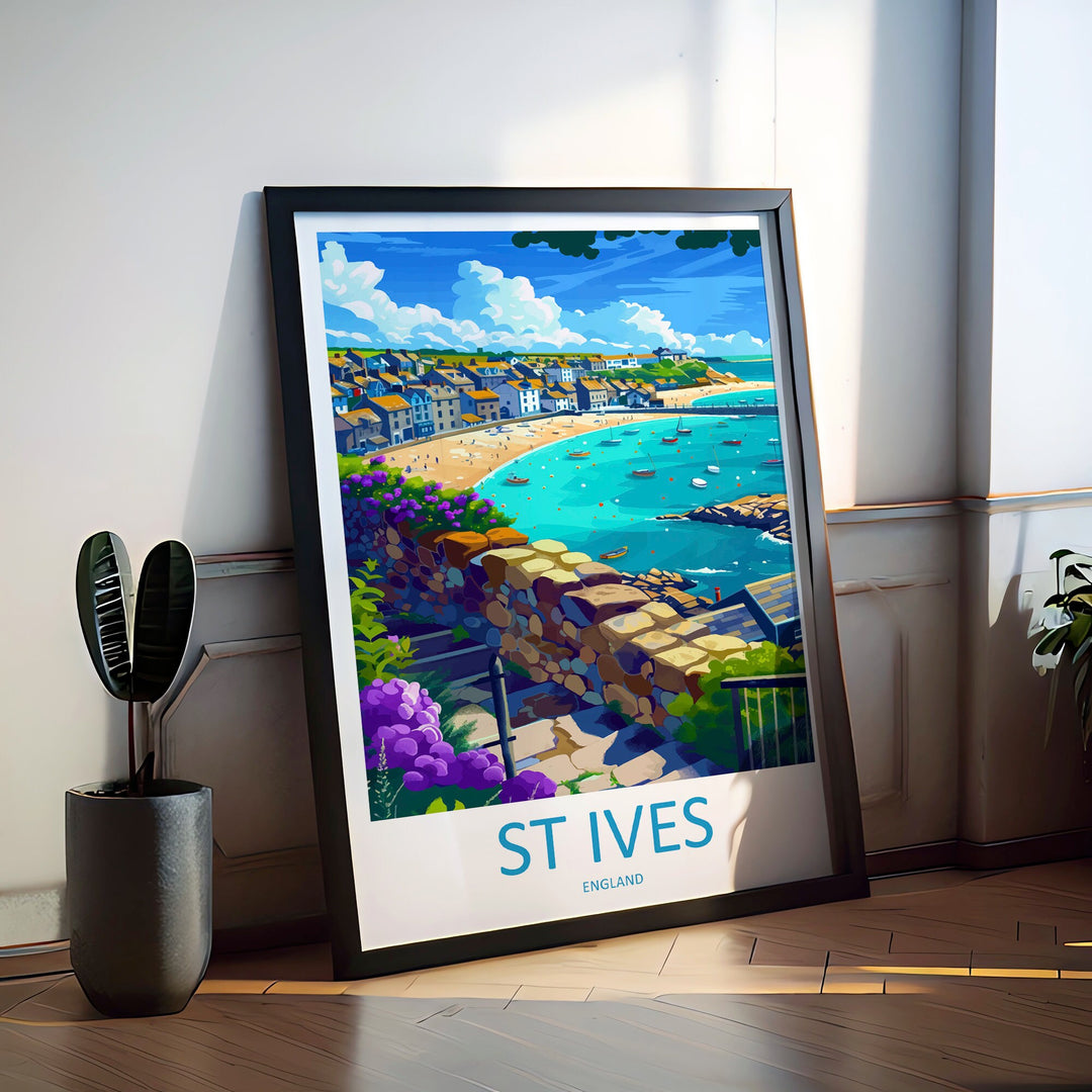 St Ives Travel Print Wall Art St Ives Wall Hanging Home Décor St Ives Gift Art Lovers Cornwall Art Lover Gift