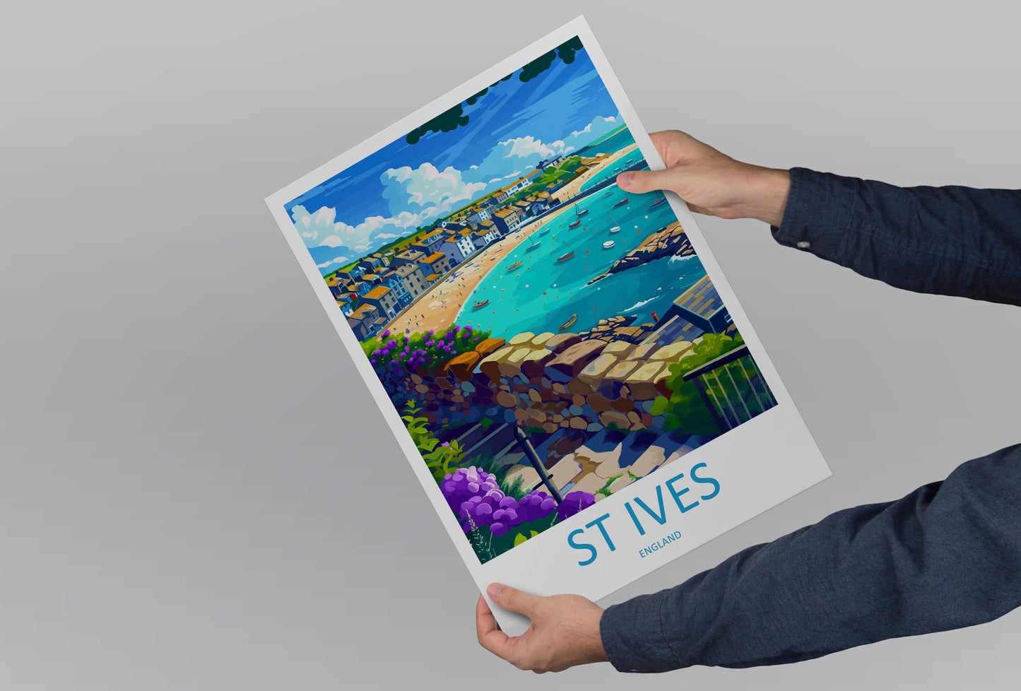 St Ives Travel Print Wall Art St Ives Wall Hanging Home Décor St Ives Gift Art Lovers Cornwall Art Lover Gift