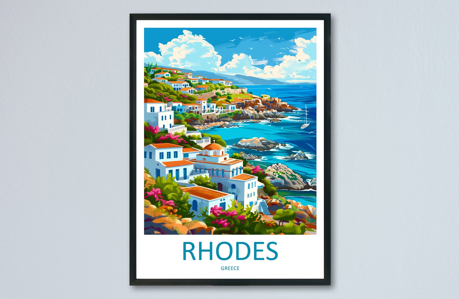 Rhodes Travel Print Wall Art Rhodes Greece Wall Hanging Home Decoration Rhodes Gift Art Lovers Wall Art Print Rhodes Greece Wall Poster Art