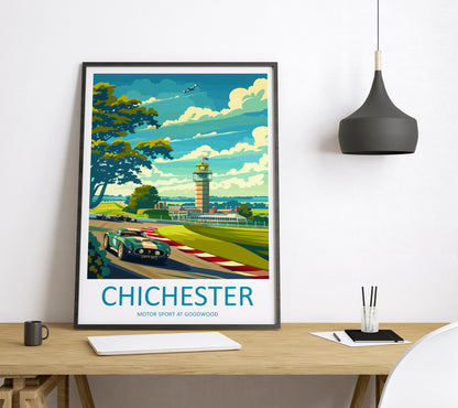 Chichester Motorsport At Goodwood Travel Print Wall Art Chichester Wall Hanging Home Décor Chichester Gift Art Lovers England Art Lover Gift