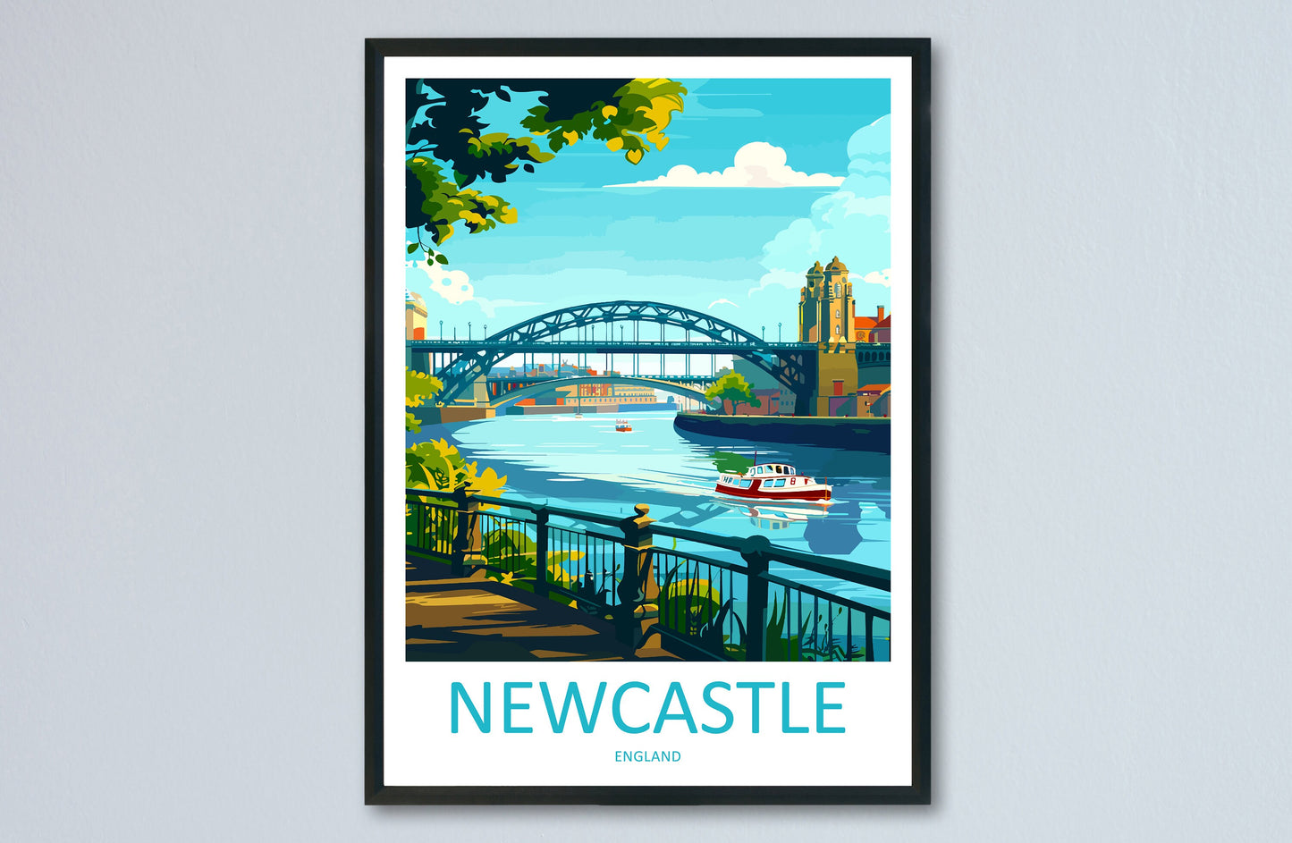Newcastle Travel Print Wall Art Newcastle Wall Hanging Home Décor Newcastle Gift Art Lovers England Art Lover Gift Newcastle City Art Print