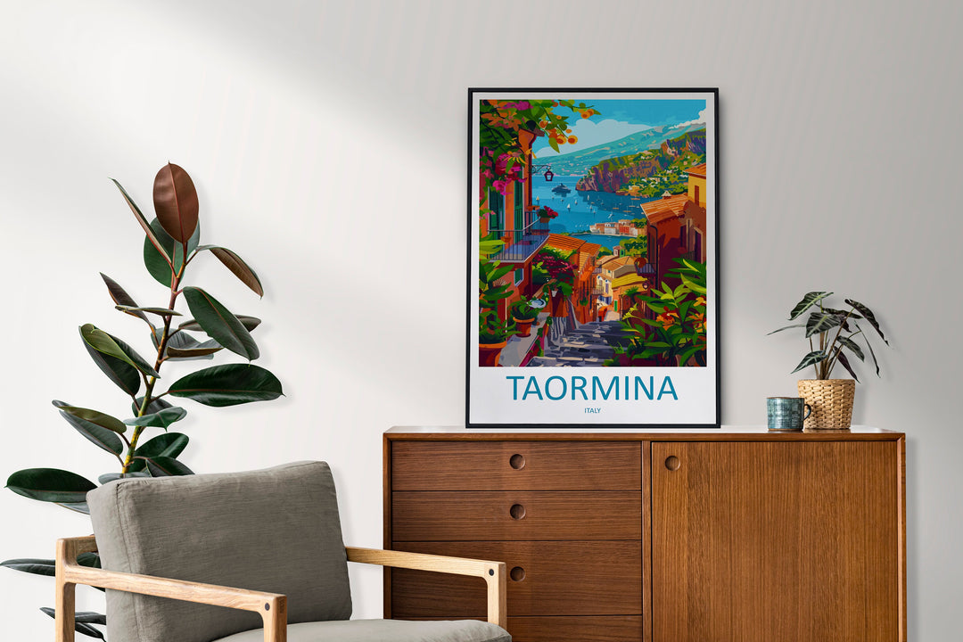 Taormina Travel Print Wall Art Taormina Wall Hanging Home Décor Taormina Gift Art Lovers Italy Art Lover Gift Taormina Print Taormina Art