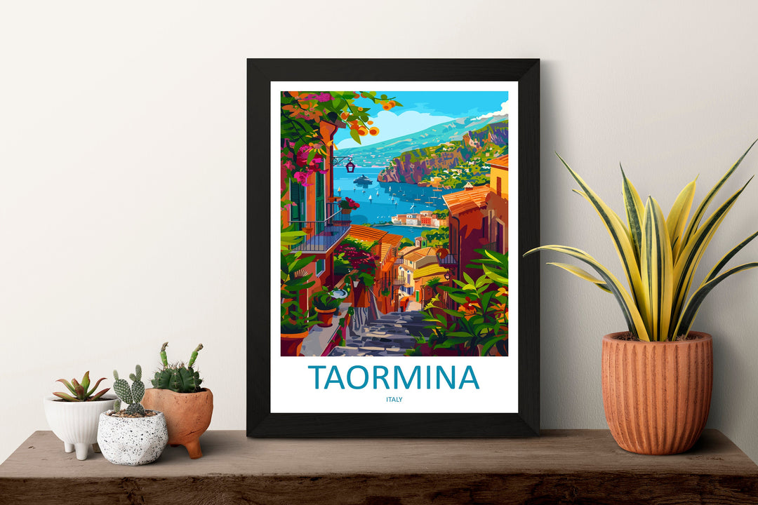 Taormina Travel Print Wall Art Taormina Wall Hanging Home Décor Taormina Gift Art Lovers Italy Art Lover Gift Taormina Print Taormina Art