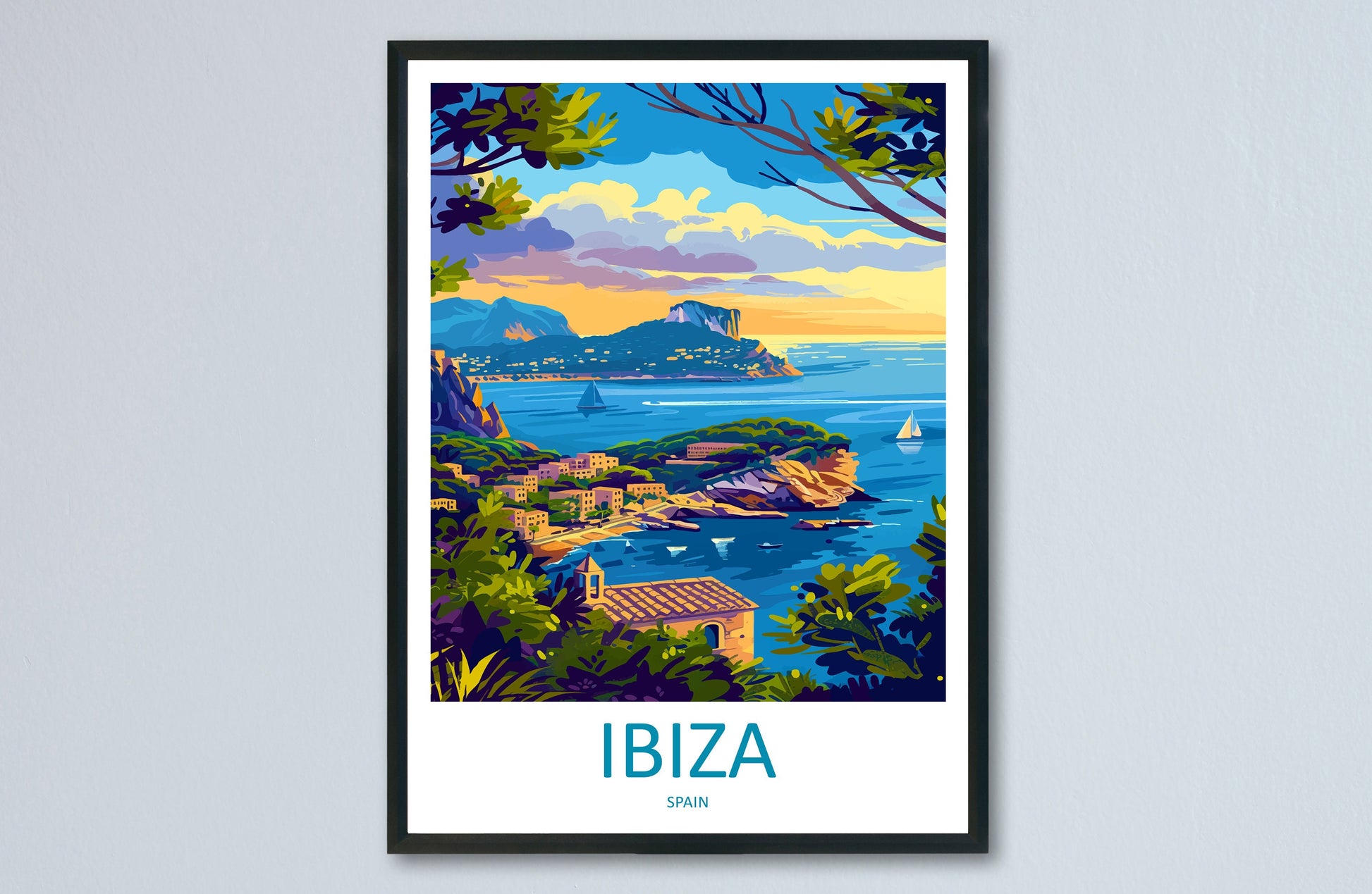 Ibiza Travel Print Wall Art Ibiza Wall Hanging Home Décor Ibiza Gift Art Lovers Spain Art Lover Gift Ibiza Wall Décor Ibiza Spain Print