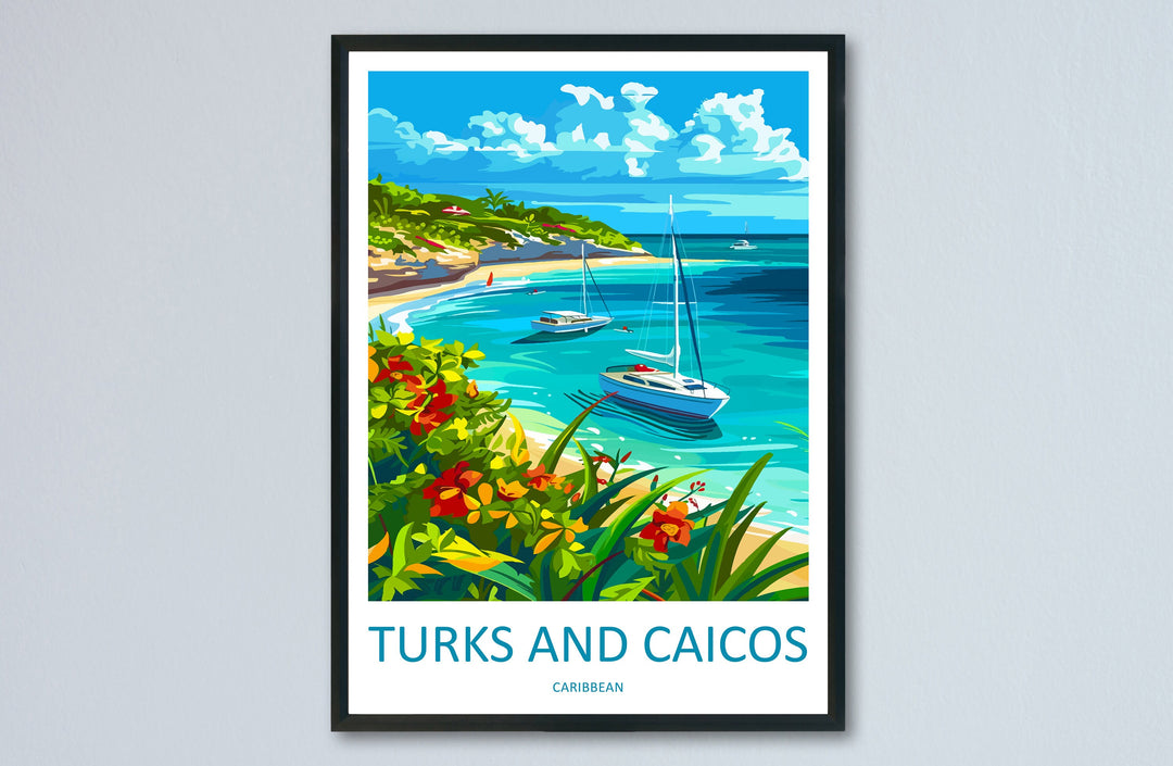 Turks and Caicos Islands Travel Print Wall Art Turks and Caicos Wall Hanging Home Décor Turks and Caicos Gift Art Lovers Wall Art Caribbean