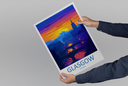 Glasgow Travel Print Wall Art Glasgow Wall Hanging Home Décor Glasgow Gift Art Lovers Scotland Art Lover Gift Glasgow Travel Artwork